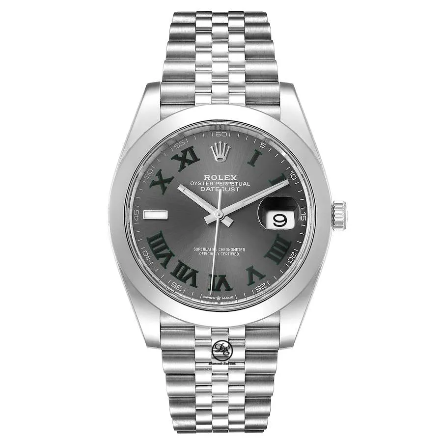 Rolex DateJust 41mm 126300 Federer Dial Smooth Bezel Preowned box and papers