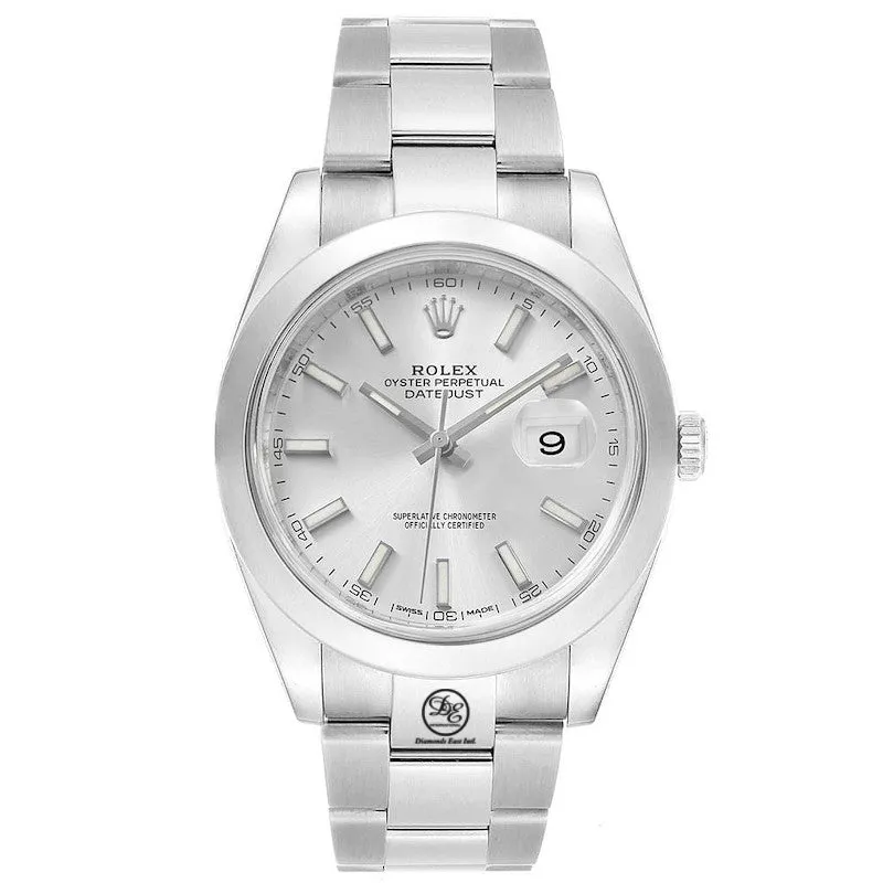 Rolex Datejust 41mm 126300 Oyster Silver Dial Smooth Bezel MINT