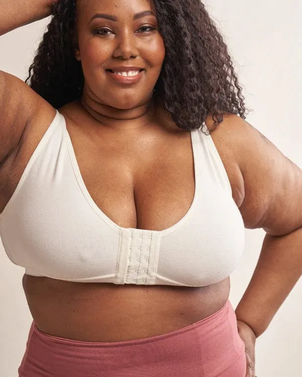 Rora Pocketed Front Closure Bra - Ivory