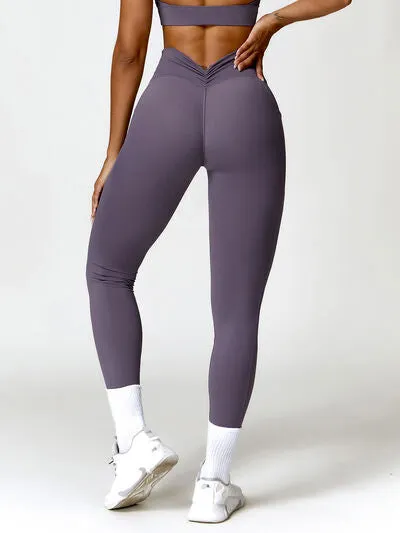 Ruched Pocketed High Waist Active Leggings