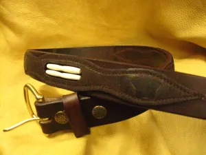 Rugged Apache Leather Belt w/Overlay Design and Cow-Bone Beads