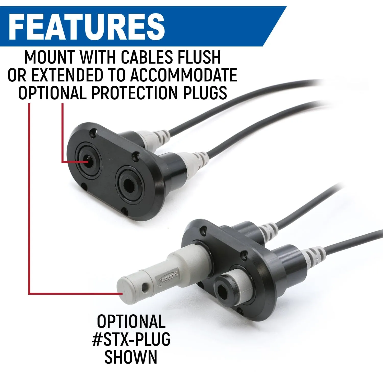 Rugged Radio Dual Headset / Helmet STX STEREO Jack Flush Mount