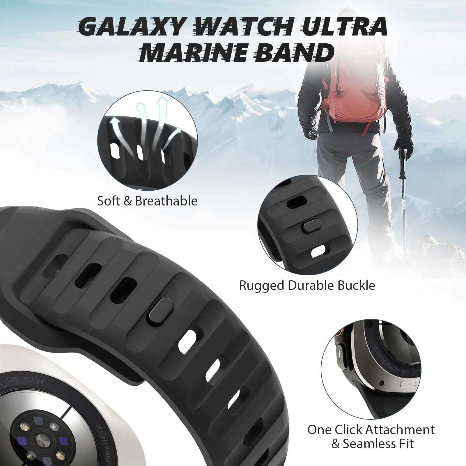 Rugged Sports Watch Band For Samsung Watch 7 Ultra