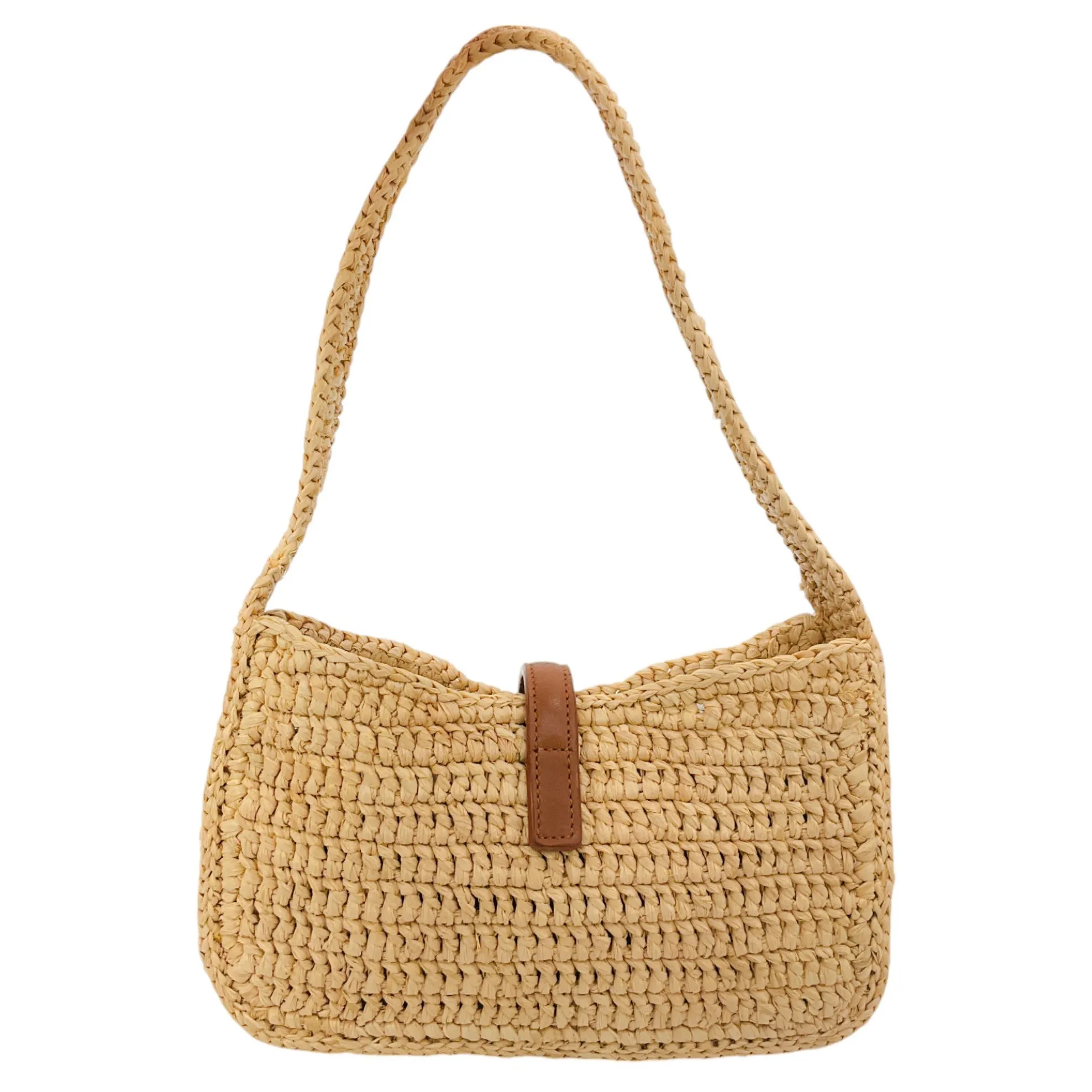 Saint Laurent Natural Woven Raffia Mini Le 5 A 7 Hobo Bag
