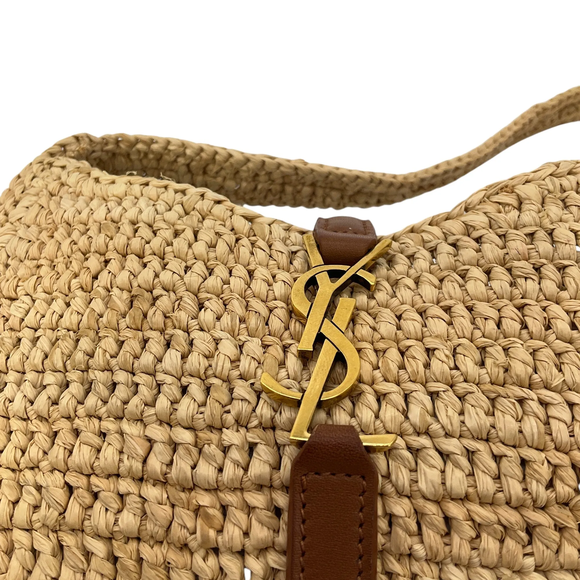 Saint Laurent Natural Woven Raffia Mini Le 5 A 7 Hobo Bag