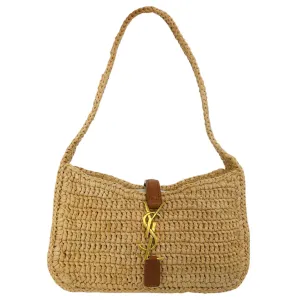 Saint Laurent Natural Woven Raffia Mini Le 5 A 7 Hobo Bag