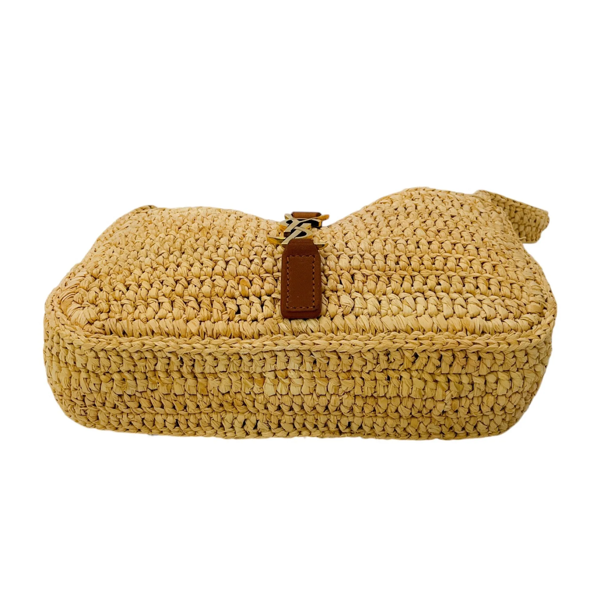 Saint Laurent Natural Woven Raffia Mini Le 5 A 7 Hobo Bag
