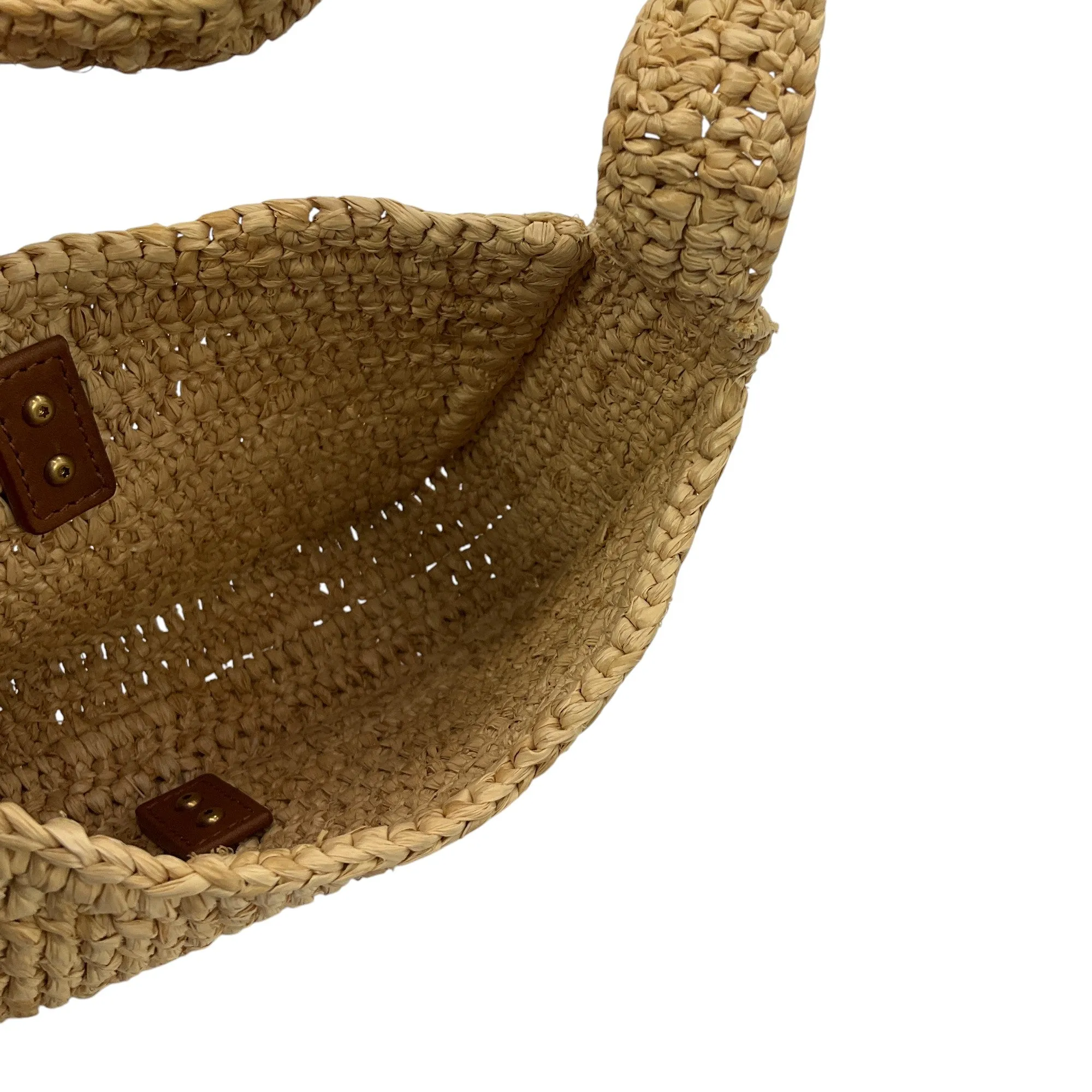 Saint Laurent Natural Woven Raffia Mini Le 5 A 7 Hobo Bag
