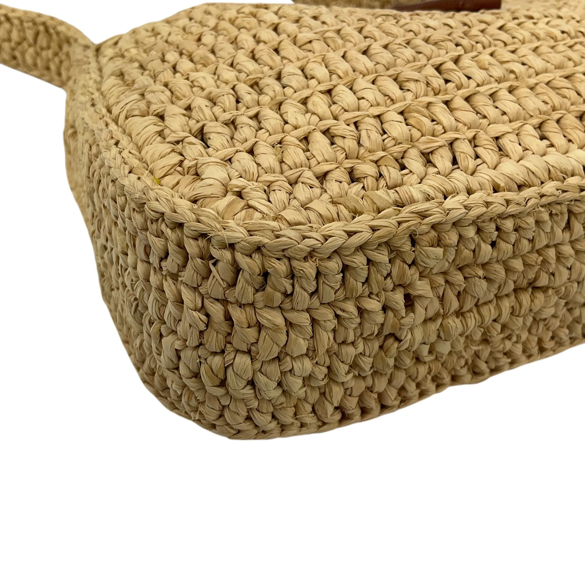Saint Laurent Natural Woven Raffia Mini Le 5 A 7 Hobo Bag