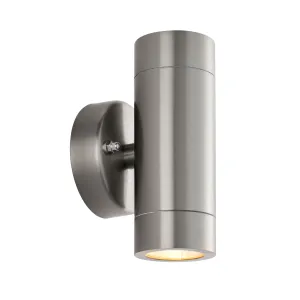 Saxby 101350 Palin  2lt wall marine grade IP65 7W Brushed stainless steel & clear glass 2 x 7W LED GU10 (Required)