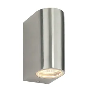 Saxby 13915 Doron 2lt wall IP44 35W Brushed alloy & clear glass 2 x 35W GU10 reflector (Required)