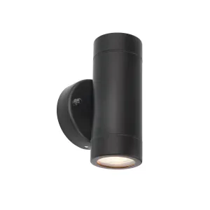 Saxby 75432 Palin 2lt wall IP44 7W Matt black paint & clear glass 2 x 7W LED GU10 (Required)