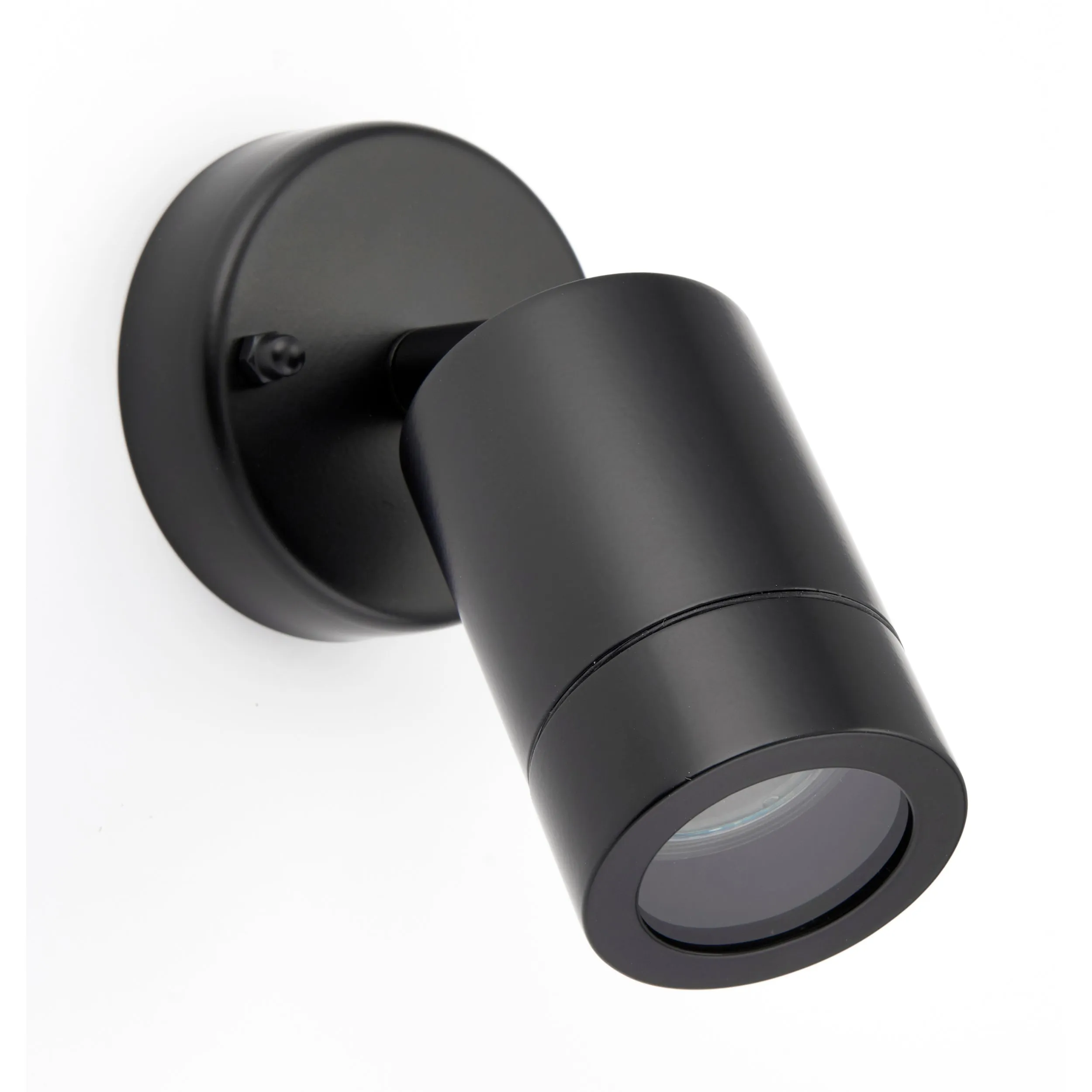 Saxby 75436 Palin 1lt spot wall IP44 7W Matt black paint & clear glass 7W LED GU10 (Required)