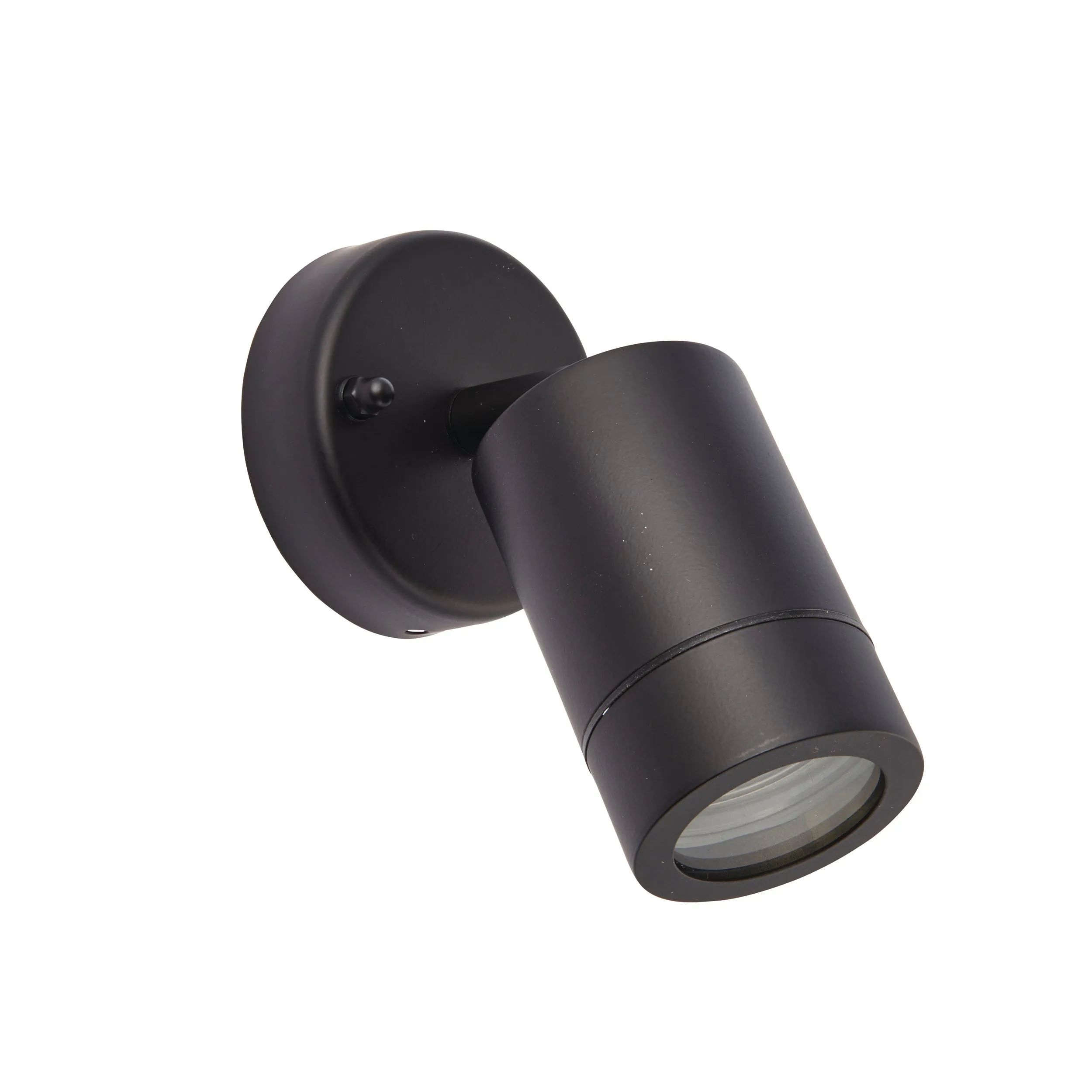 Saxby 75436 Palin 1lt spot wall IP44 7W Matt black paint & clear glass 7W LED GU10 (Required)