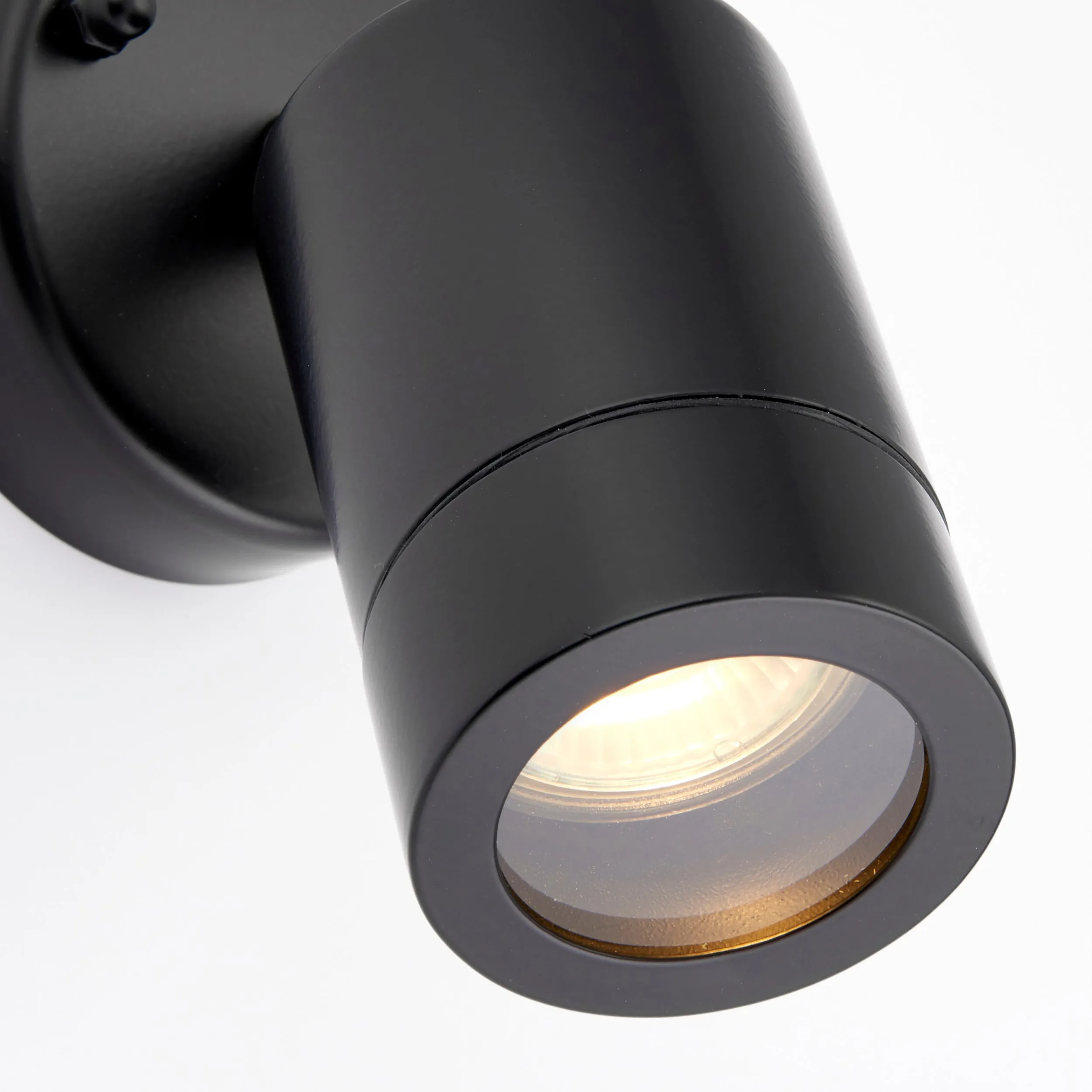 Saxby 75436 Palin 1lt spot wall IP44 7W Matt black paint & clear glass 7W LED GU10 (Required)