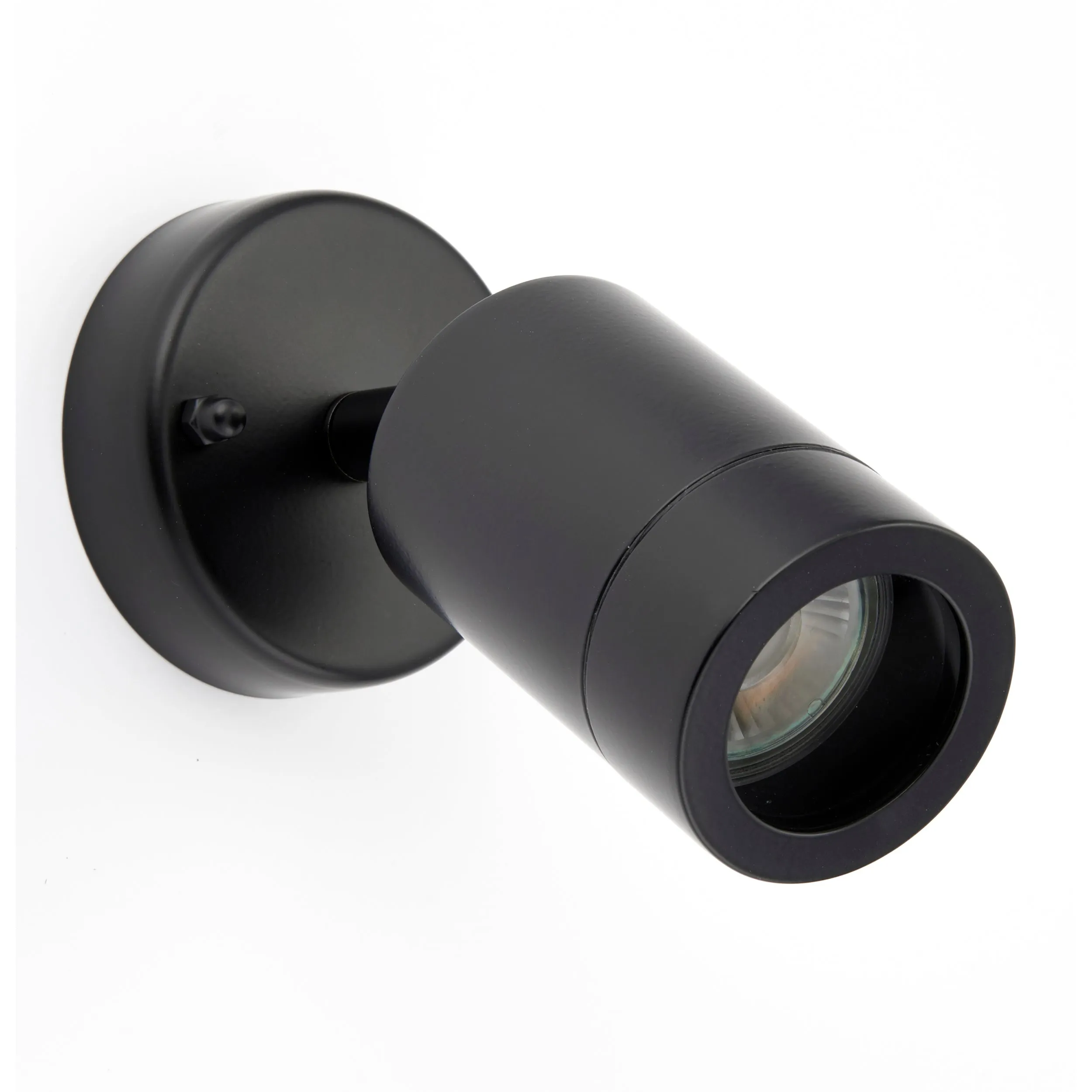 Saxby 75436 Palin 1lt spot wall IP44 7W Matt black paint & clear glass 7W LED GU10 (Required)