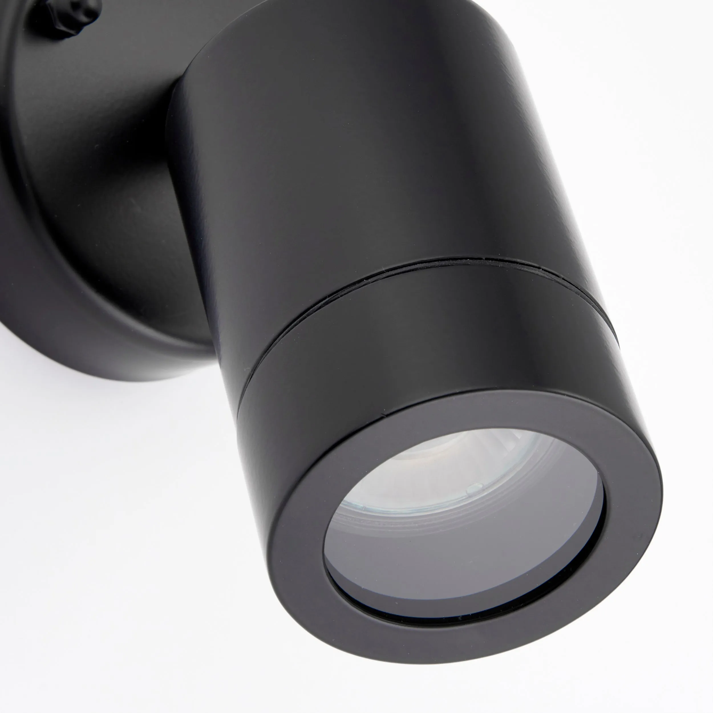 Saxby 75436 Palin 1lt spot wall IP44 7W Matt black paint & clear glass 7W LED GU10 (Required)