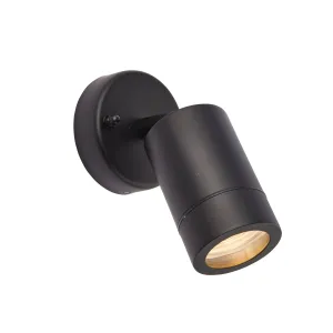 Saxby 75436 Palin 1lt spot wall IP44 7W Matt black paint & clear glass 7W LED GU10 (Required)