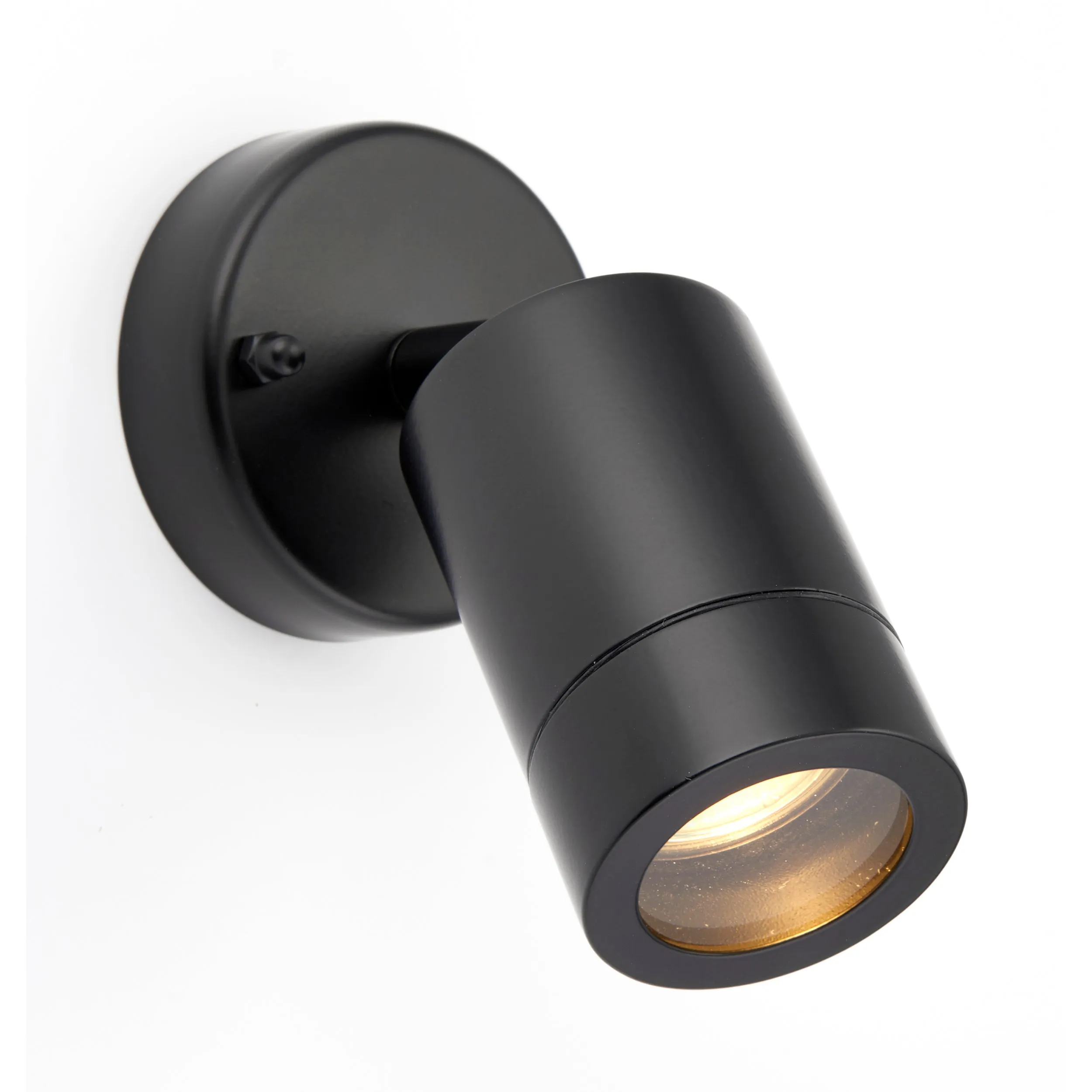Saxby 75436 Palin 1lt spot wall IP44 7W Matt black paint & clear glass 7W LED GU10 (Required)