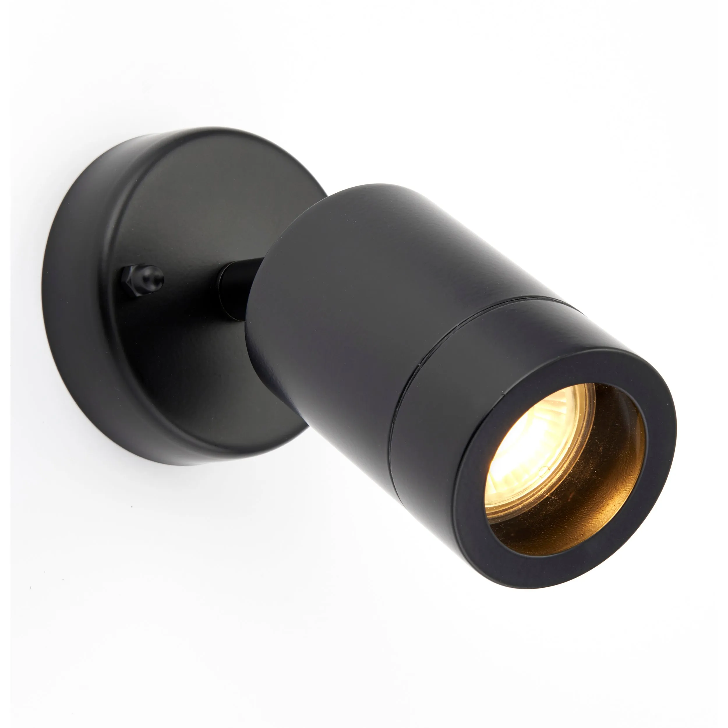 Saxby 75436 Palin 1lt spot wall IP44 7W Matt black paint & clear glass 7W LED GU10 (Required)