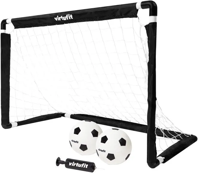 Set poarta fotbal pop-up VirtuFit 92 x 64 cm, cu doua Mingi si Pompa