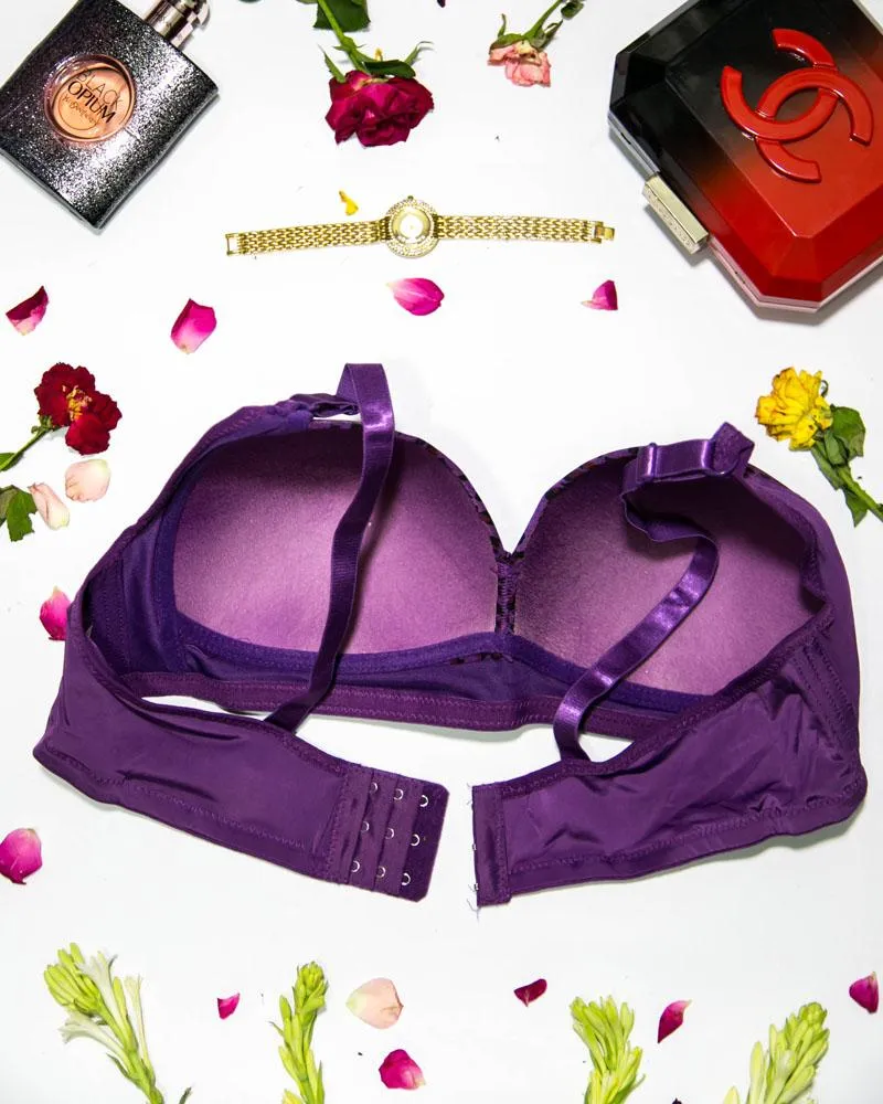 Sexy Cheetah Print Plus Size Bra - Purple