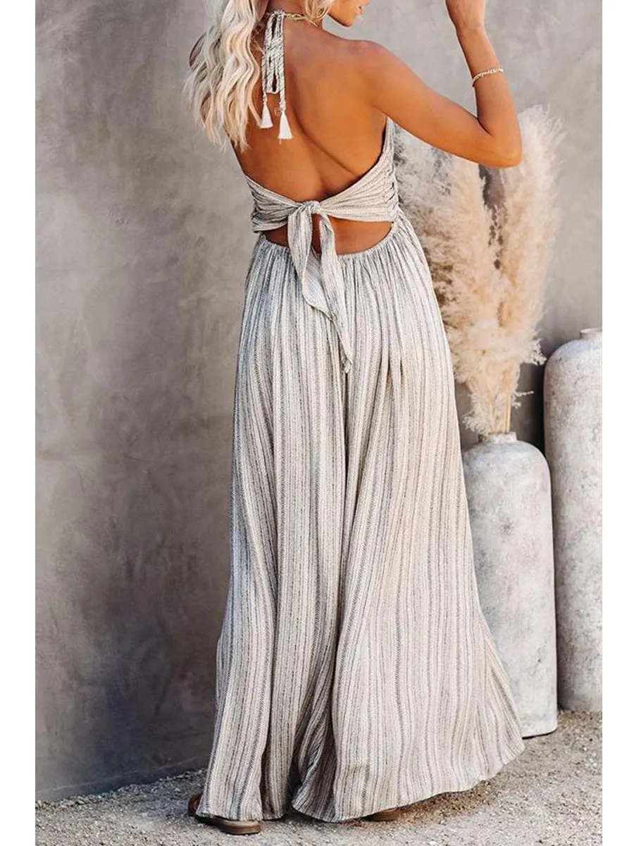 Sexy Renesmae Pocketed Halter Maxi Dress