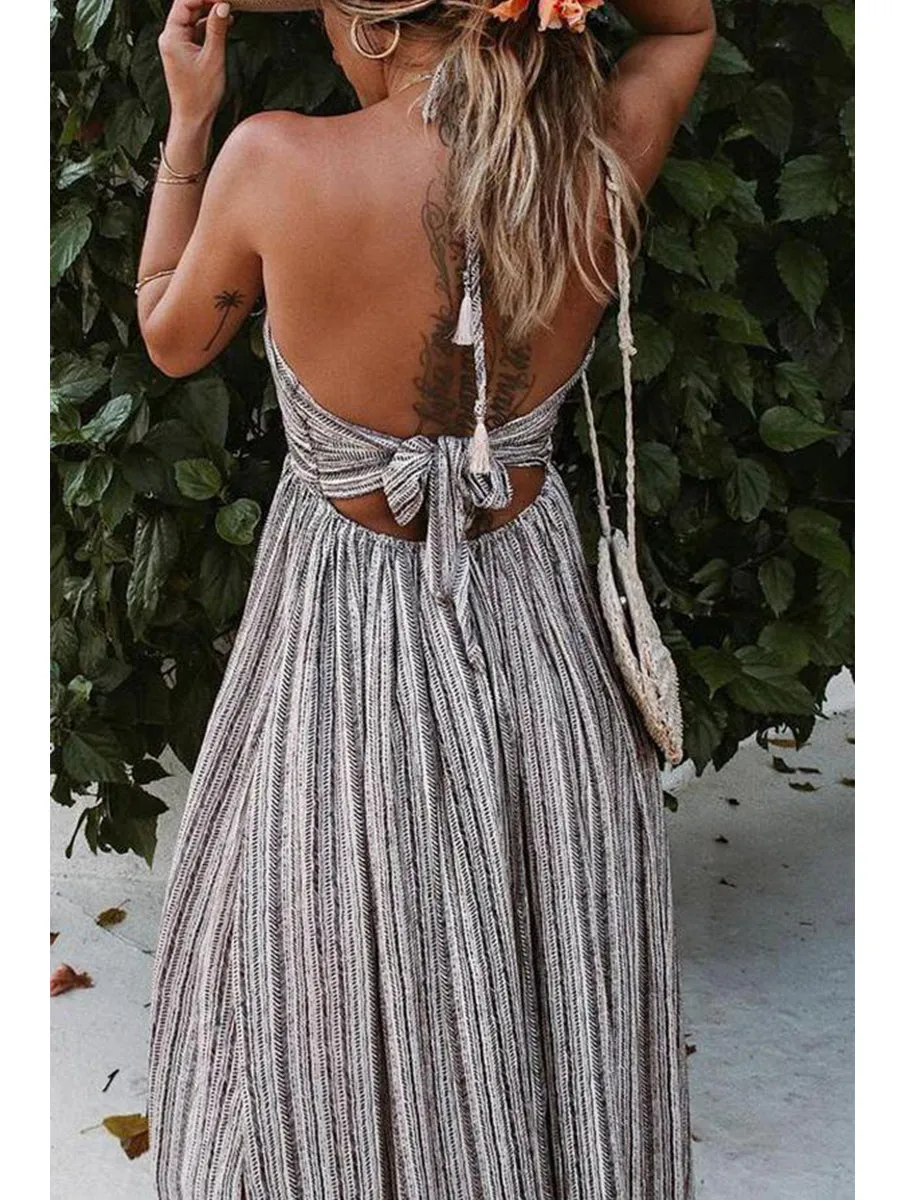 Sexy Renesmae Pocketed Halter Maxi Dress