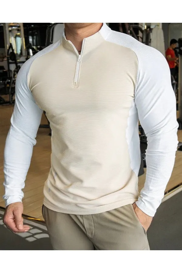 Shoulder Cut Quarter Zip Pullover Long Sleeve New