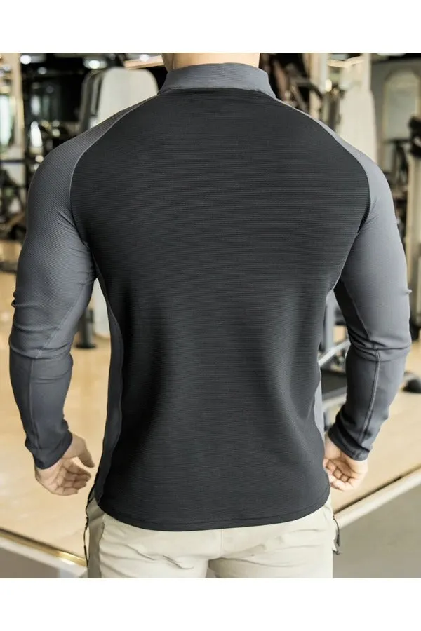 Shoulder Cut Quarter Zip Pullover Long Sleeve New