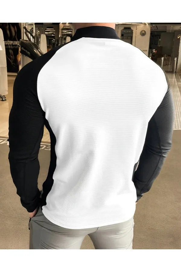 Shoulder Cut Quarter Zip Pullover Long Sleeve New