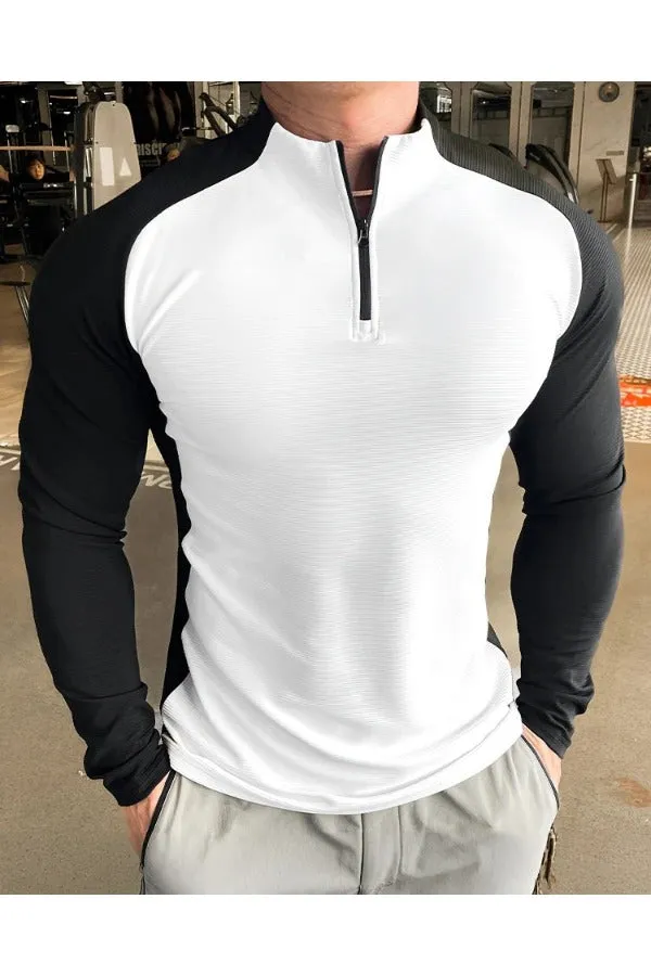 Shoulder Cut Quarter Zip Pullover Long Sleeve New