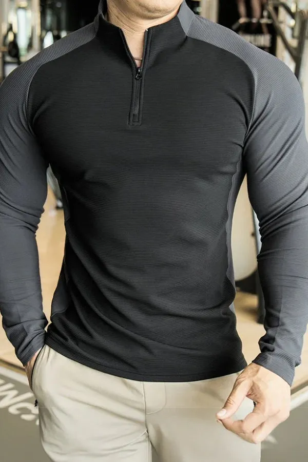 Shoulder Cut Quarter Zip Pullover Long Sleeve New