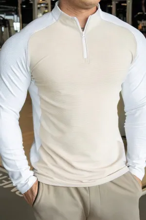 Shoulder Cut Quarter Zip Pullover Long Sleeve New