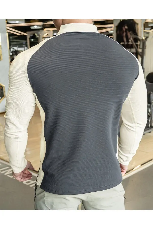 Shoulder Cut Quarter Zip Pullover Long Sleeve New