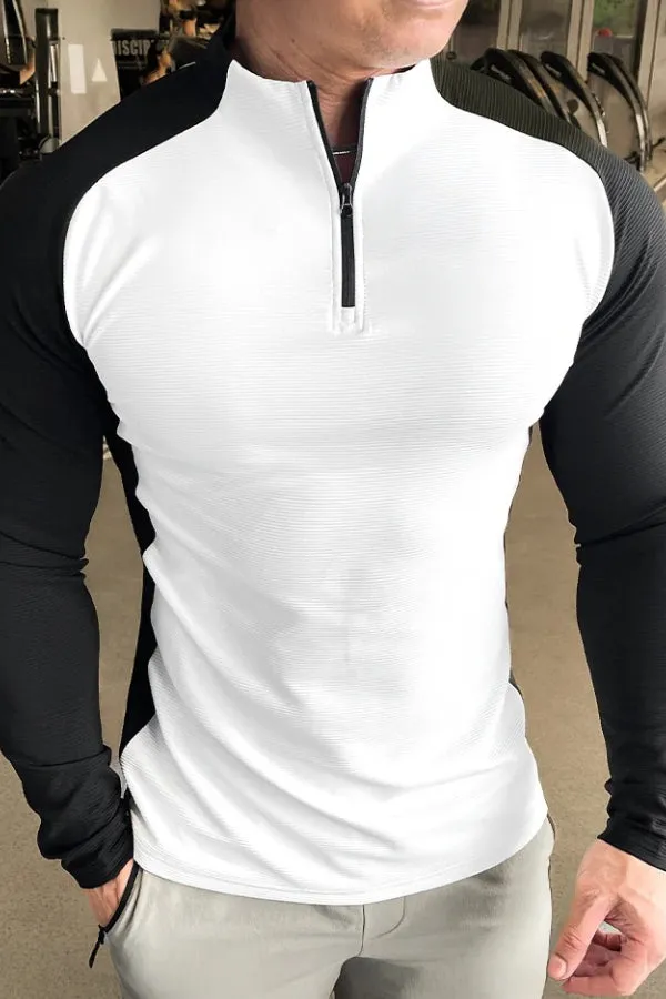 Shoulder Cut Quarter Zip Pullover Long Sleeve New