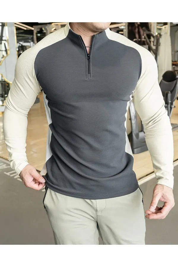 Shoulder Cut Quarter Zip Pullover Long Sleeve New
