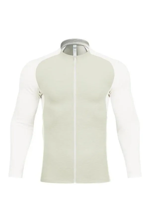 Shoulder Cut Two Tone Full Zip Long Sleeve