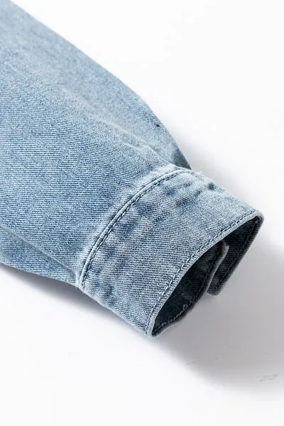 Side Button Slit Denim Jacket with Pockets