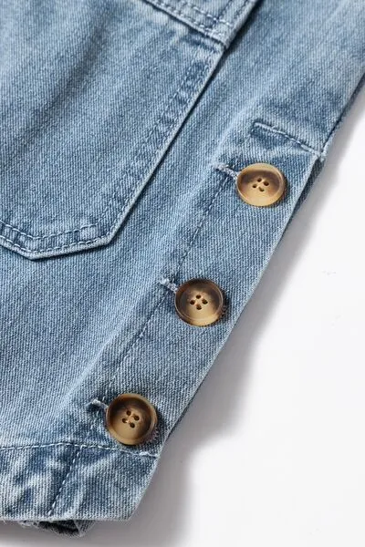 Side Button Slit Denim Jacket with Pockets
