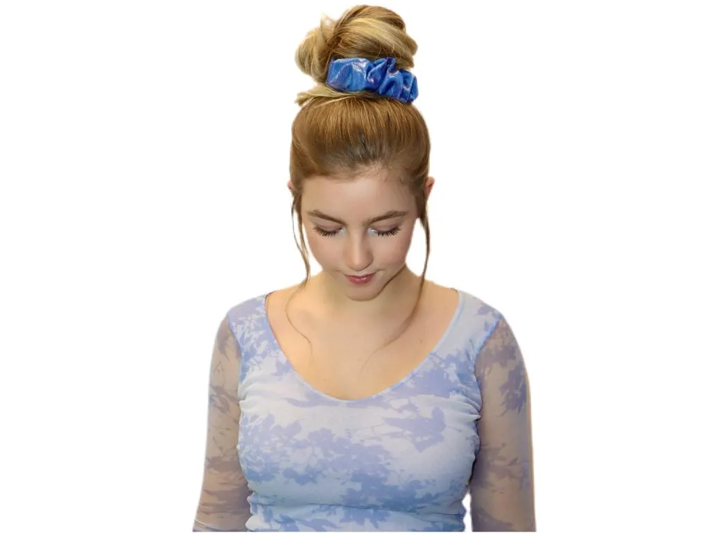 Silky and Smooth Metallic Dots Scrunchie (Aqua Marine)