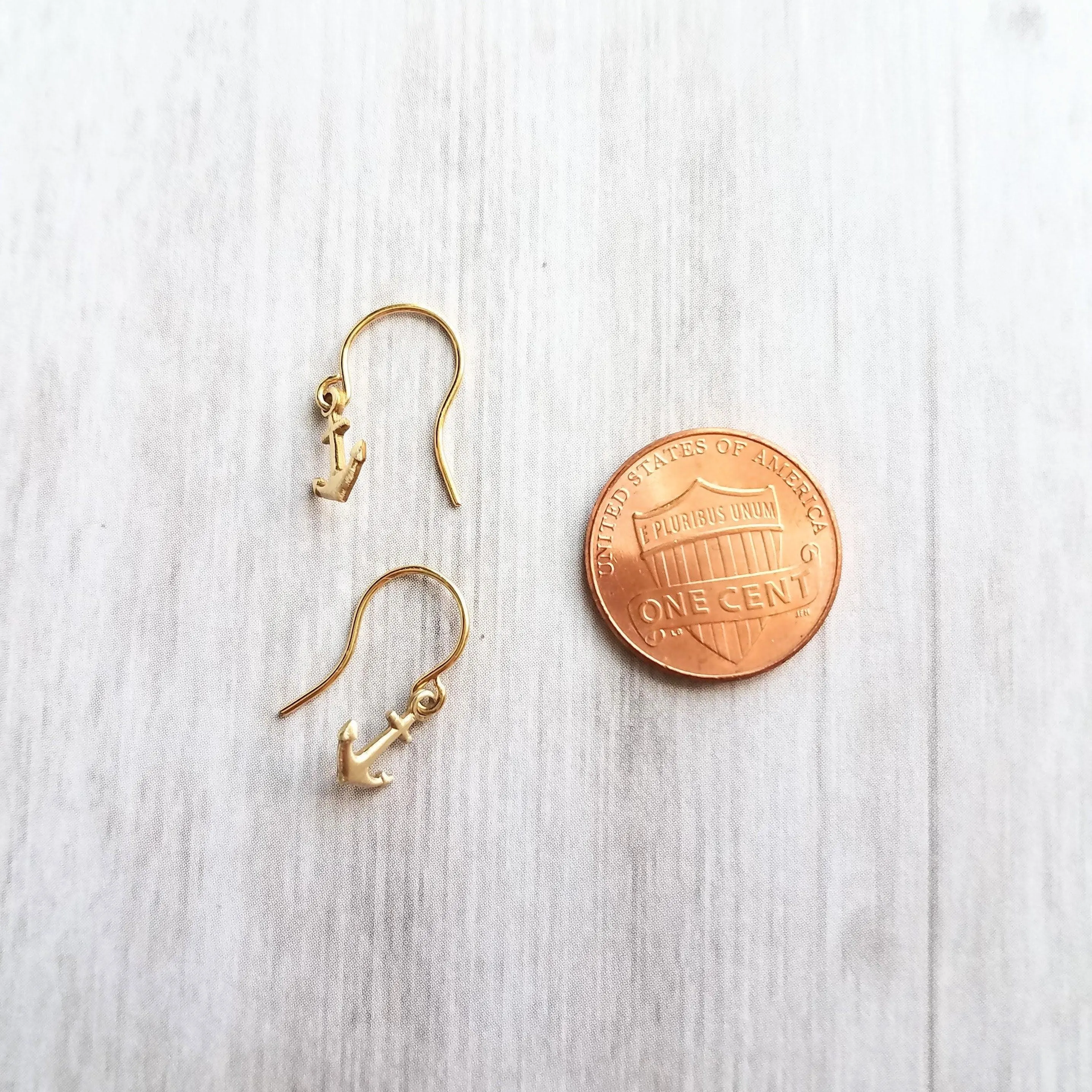 Small Gold Anchor Earrings, tiny anchor earring, anchor dangle, anchor charm, secure grounded safe, safety hope symbol, ship earring, boat