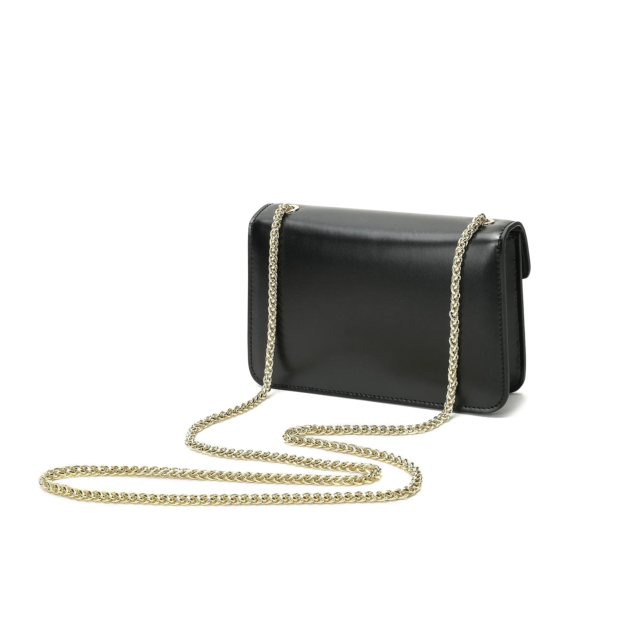 Smooth Leather Foldover Shoulder Bag
