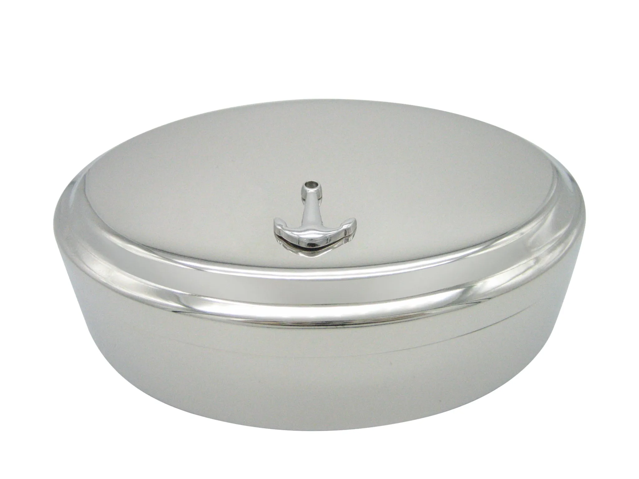 Smooth Nautical Anchor Pendant Oval Trinket Jewelry Box