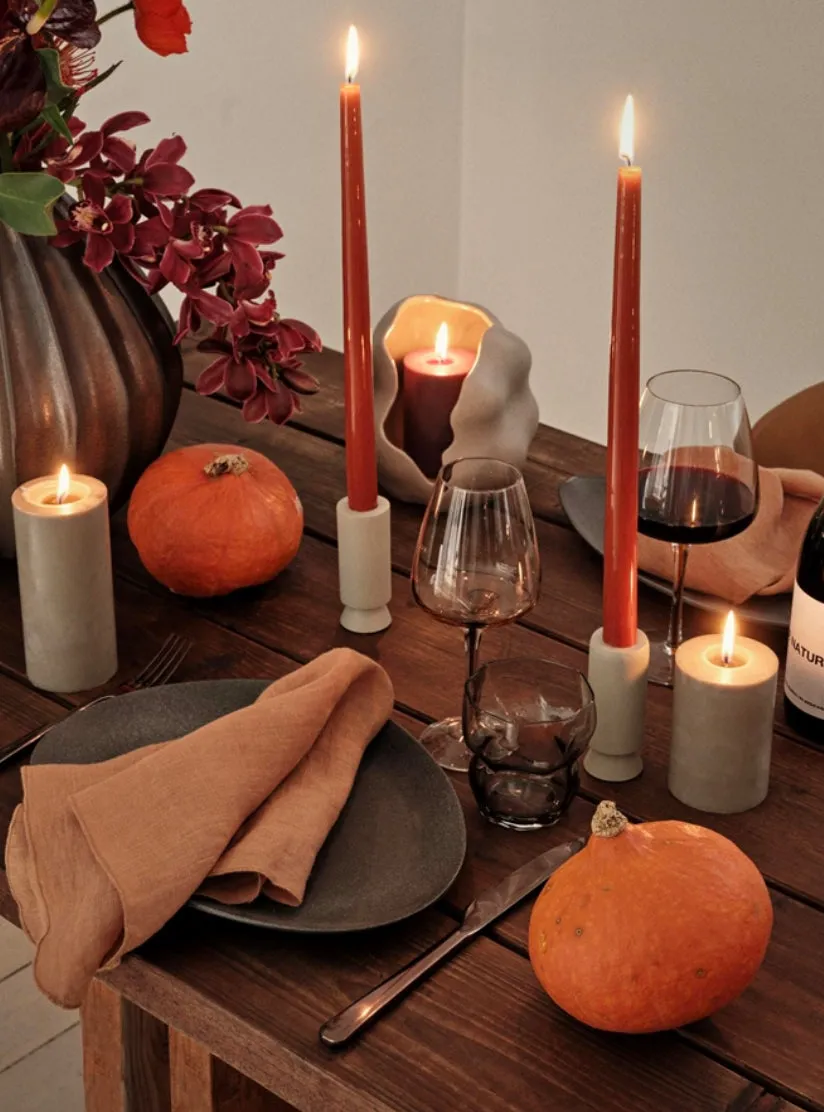 Smooth Tapered Candles - Burned Orange Glossy