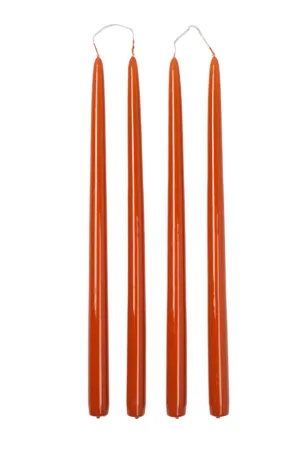 Smooth Tapered Candles - Burned Orange Glossy