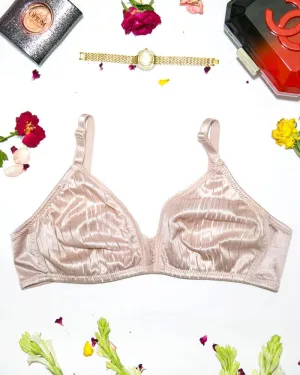 Soft Cotton Silk Self Design Non Wired-Non Padded Basic Bra - Skin