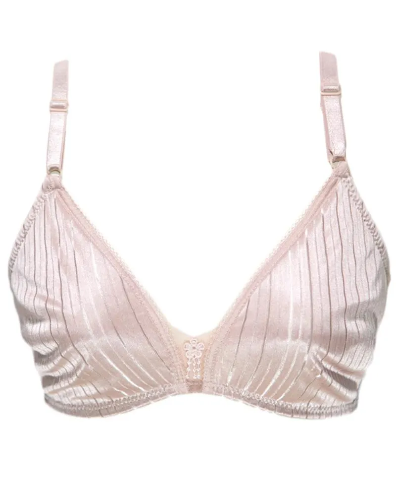 Soft Cotton Silk Self Design Non Wired-Non Padded Basic Bra - Skin