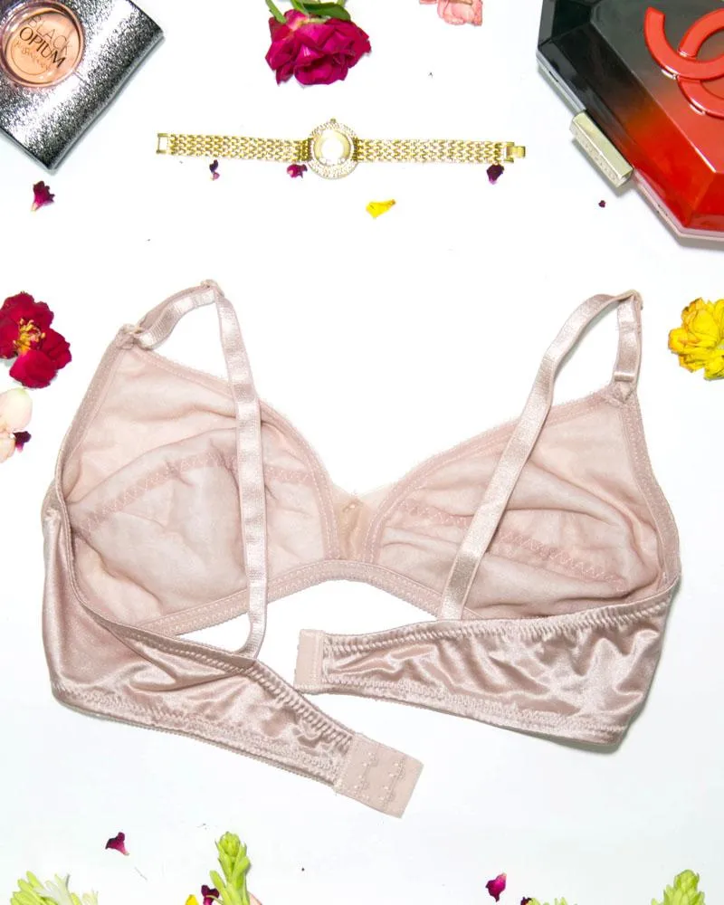 Soft Cotton Silk Self Design Non Wired-Non Padded Basic Bra - Skin