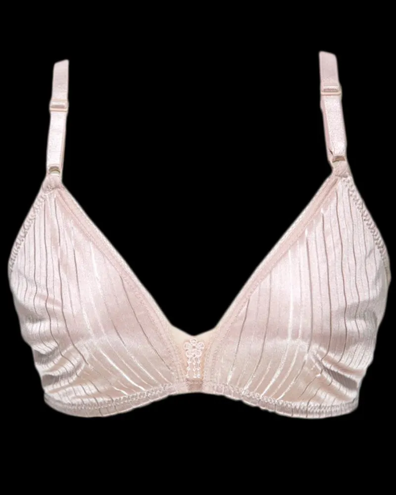 Soft Cotton Silk Self Design Non Wired-Non Padded Basic Bra - Skin